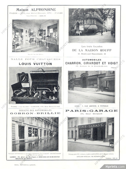 Louis Vuitton (malle pour chaussures) 1903 Alphonsine, Maison Rouff, shop window