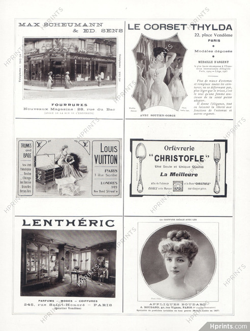 Louis Vuitton (Trunks and Bags) 1908 Corset Thylda, Max Scheumann (Furs), Lentheric