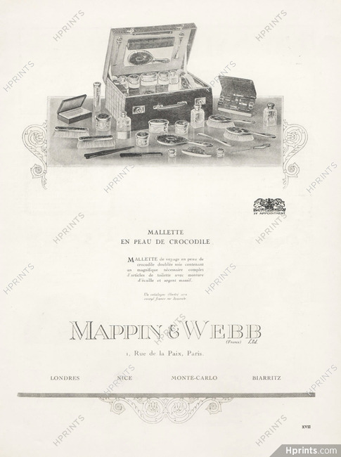 Mappin & Webb 1921 "Mallette de voyage en peau de crocodile" toiletries Bag