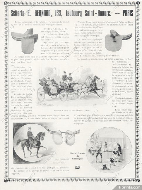 E. Bernard (Saddlery) 1903 Attelageà deux, Victoria, Selles Theurkauff