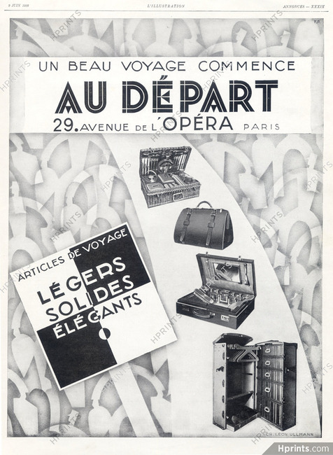 Au Départ (Luggage) 1928 Toiletrie Bag, Picnic Suitcase, Leon Ullmann (Large)