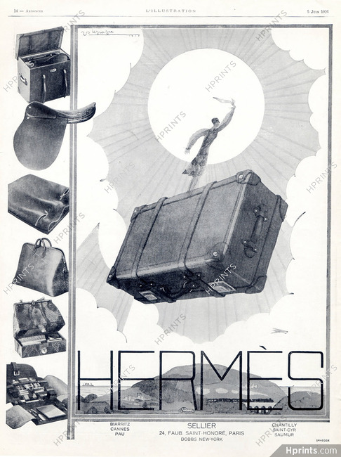 Hermès (Luggage) 1926 Georges Lepape, Toiletries Bag, Saddle, Suitcase...