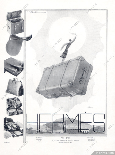 Hermès (Luggage) 1926 Toiletries Bag, Saddle, Suitcase, Georges Lepape (Small Version)