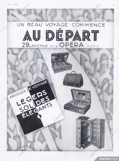 Au Départ (Luggage, Baggage) 1929 Toiletrie Bag, Picnic Suitcase, Leon Ullmann