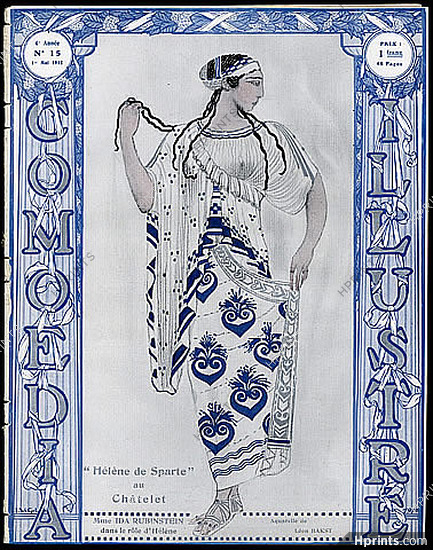 Comoedia Illustré 1912 n°15 Ballets Russes, Léon Bakst, Ida Rubinstein, "Hélène de Sparte"