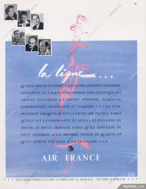 Air France 1951 Cheval Batany, Portraits G. Reynal, Carven, Heim, Fath, Balmain, Dessès