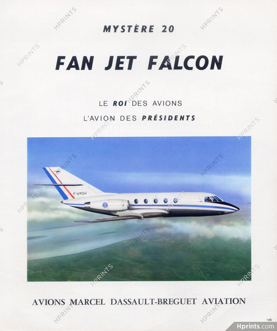 Avion Marcel Dassault-Breguet 1978 Fan Jet Falcon Airplane, "L'avion des Présidents"