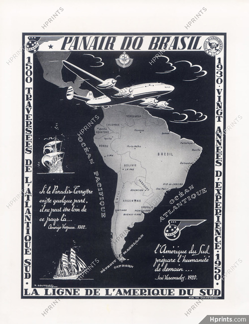 Panair do Brasil (Airlines) 1950 Airplane, Boats, R. Gourgues