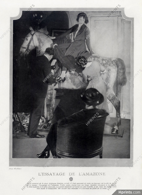Carette (Clothing) 1920s "L'essayage de l'amazone" fitting on a horse