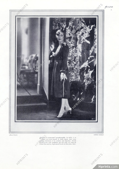 Nicole Groult (Couture) 1926 Photo Powel, Flapper fashion style the ''Garçonne''.