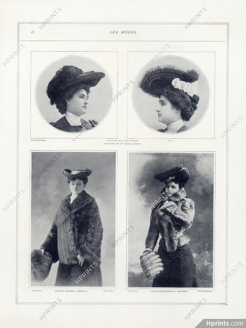Grunwaldt & Esther Meyer (hats) 1902 Photo Reutlinger, Muff, Fur Jacket
