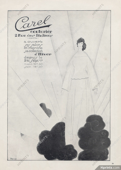 Carel (Couture) 1921 Planas, Fashion illustration