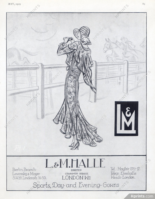 L. & M. Halle (Couture) 1929 Fashion illustration