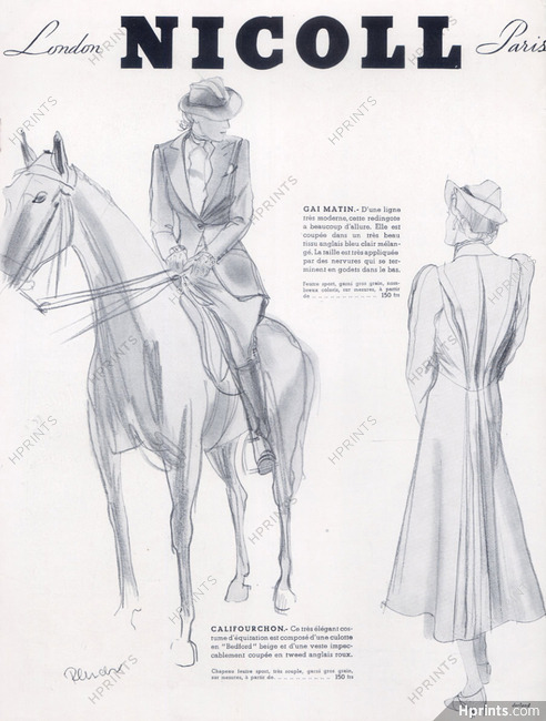 Nicoll & Cie (Department Store) 1937 Riding clothes, Plucer