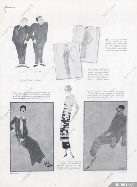 Chez Max Robert 1924 Pigeat fashion illustration, Roger Chastel