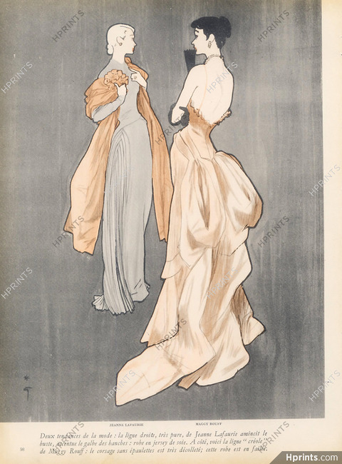 René Gruau 1948 Jeanne Lafaurie & Maggy Rouff, backless Evening Gown