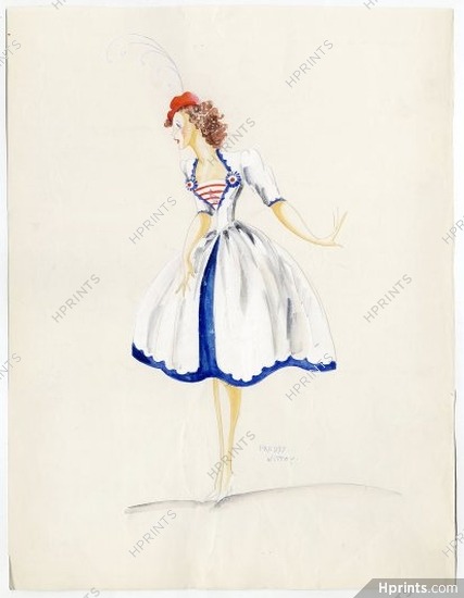 Freddy Wittop 1930s, original costume design, gouache