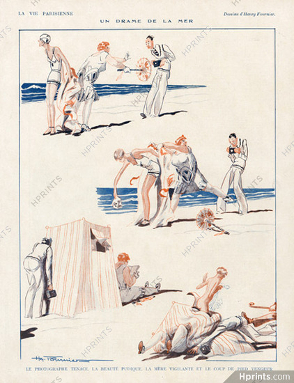 Henry Fournier 1926 Un drame à la mer, Photographer and bathing beauty