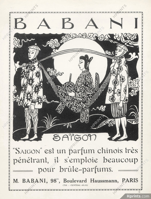 Babani (Perfumes) 1921 Chinese Perfume-burner Saïgon