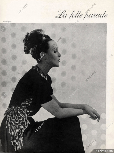 Schiaparelli (Couture) 1945 Black Dress embroidery