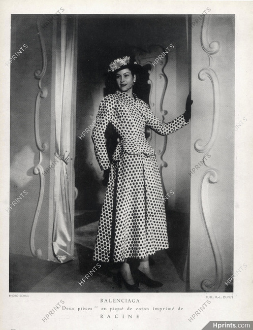 Balenciaga 1948 Suit, Racine, Photo Roger Schall