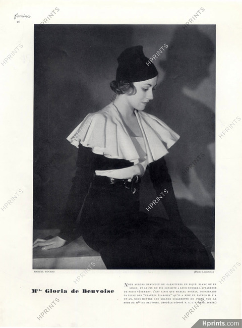 Marcel Rochas (Couture) 1933 Gloria de Beuvoise, Photo Boris Lipnitzki