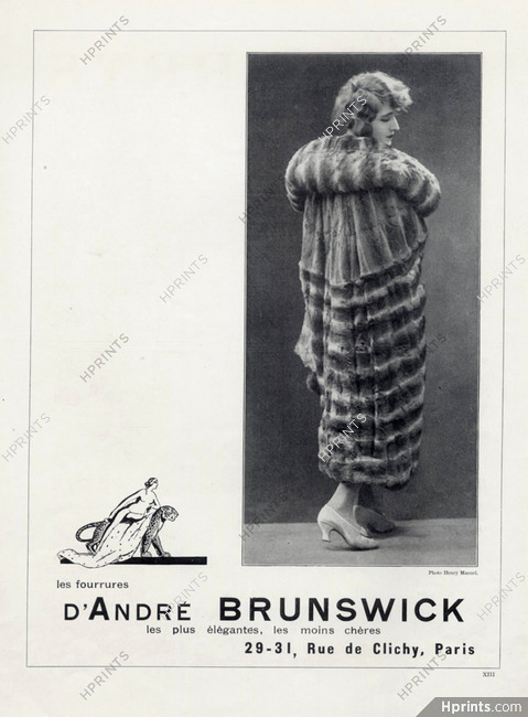 André Brunswick (Fur Coat) 1924 Photo Henri Manuel