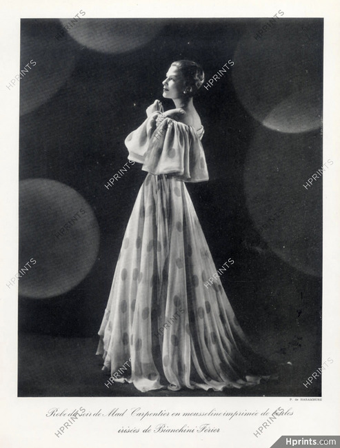 Mad Carpentier 1949 Evening gown, Bianchini Férier