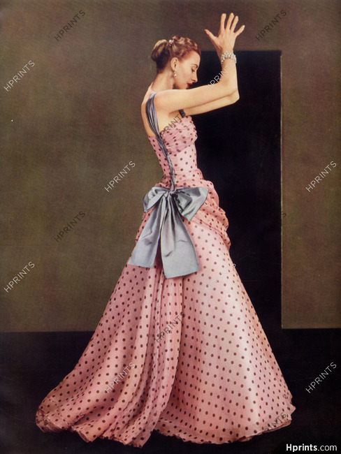 Grès 1953 "Les Organzas du soir", Evening Gown, Bianchini Férier, Noeud Marcel Guillemin, Photo Pottier