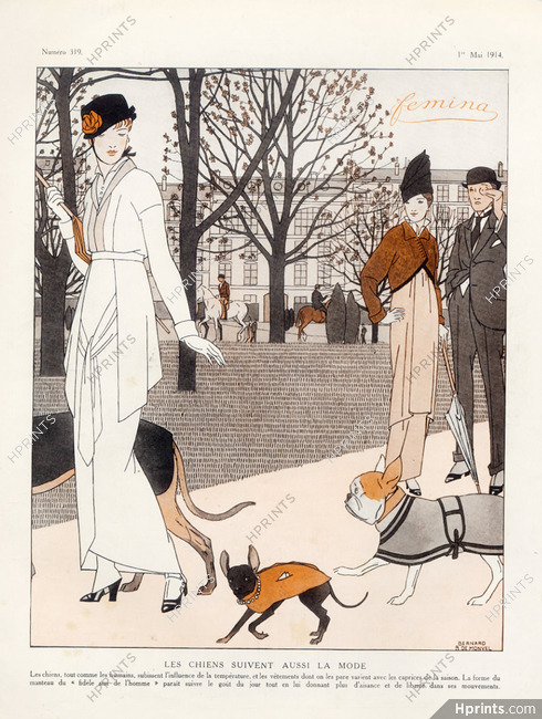 Bernard Boutet de Monvel 1914 French Bulldog, Fashion for Dogs, Elegant Parisienne