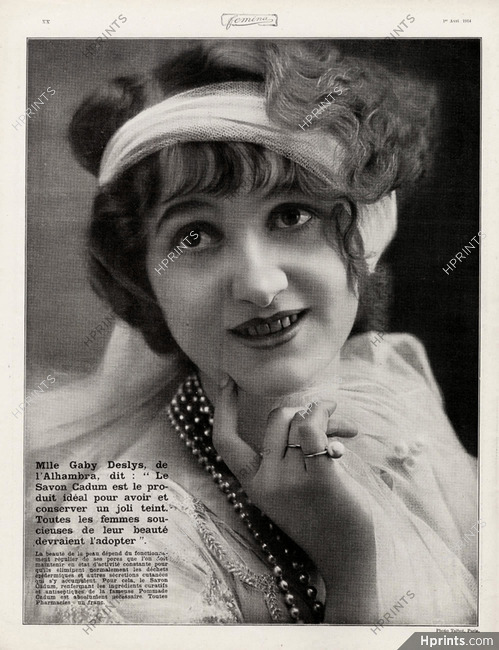 Cadum (Soap) 1914 Portrait Gaby Deslys, Photo Talbot