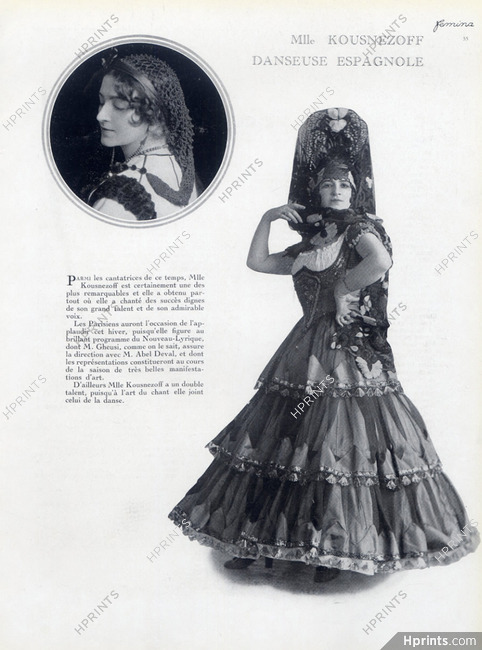 Maria Koustnetzoff 1919 Spanish dancer, traditional costume