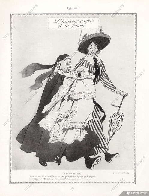 Starr Wood 1912 "L'humour anglais et la femme", nurse, baby