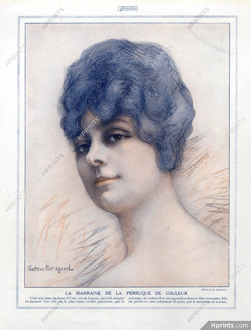 Gustave Brisgand 1914 Portrait of Duchesse d'Uzès, colored wig