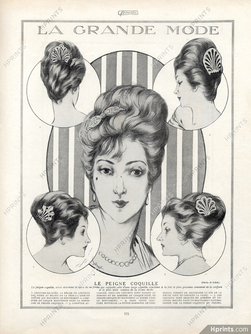 Sohek 1914 "Le Peigne Coquille" Evening Hairstyles, Combs