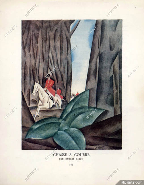 Chasse à Courre, 1924 - Hubert Giron, Hunting. La Gazette du Bon Ton, n°6
