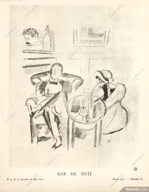 Bar de Nuit, 1921 - Chas Laborde. La Gazette du Bon Ton, n°9 — Planche 66