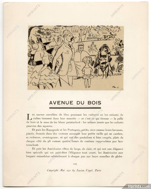Avenue du Bois, 1921 - Chas Laborde Elegant Parisienne, Bois de Boulogne, La Gazette du Bon Ton, Text by Marcel Astruc, 4 pages