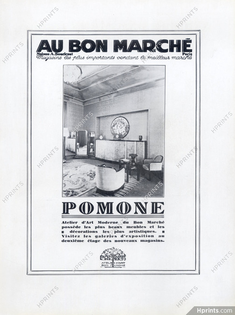 Au Bon Marché 1928 Atelier Pomone, Decorative arts