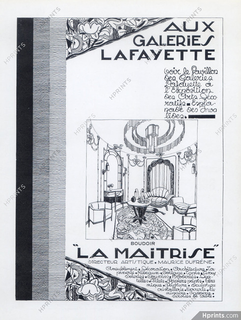 Galeries Lafayette 1925 La Maitrise, Decorative arts, Maurice Dufrène, boudoir