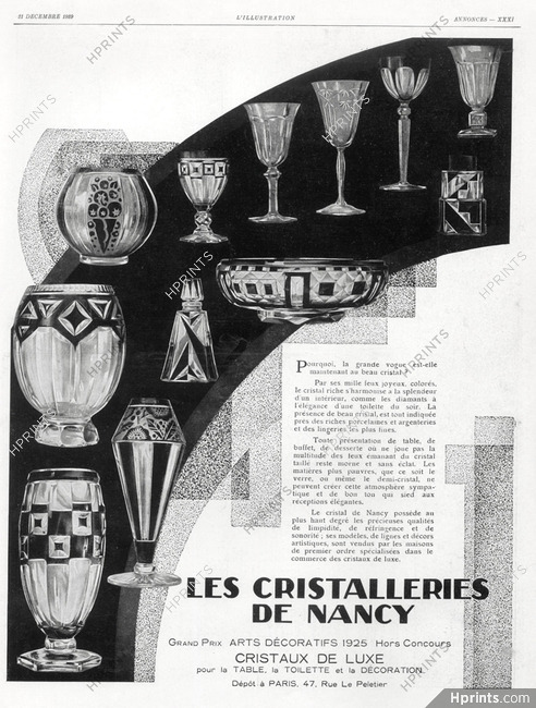 Cristalleries de Nancy (Crystal Glass) 1929 Art deco