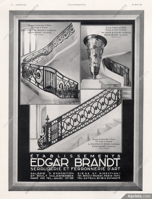 Edgar Brandt 1932 Art Deco Bannister, Ironworks