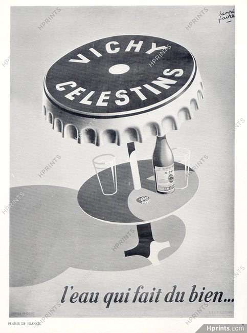 Vichy Celestins 1952 Henri Favre, Poster Art