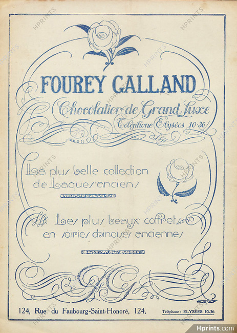 Fourey-Galland (Chocolates) 1920