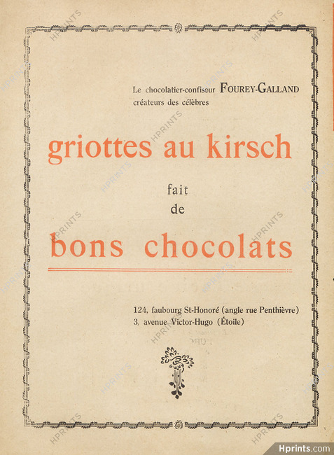 Fourey-Galland (Chocolates) 1930