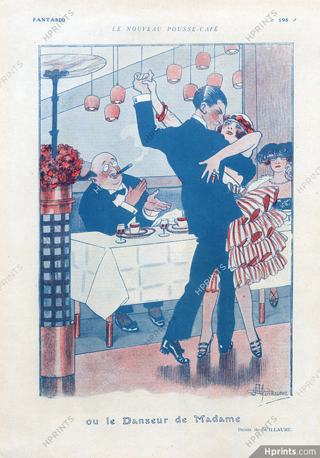 Albert Guillaume 1920 "Le nouveau pousse-café" Tango Dance, Gigolo, Restaurant Dancing