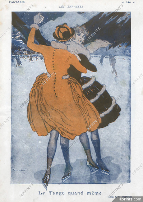 Les enragées — Le Tango quand même, 1920 - Koister Women dancing tango on ice, Ice skating