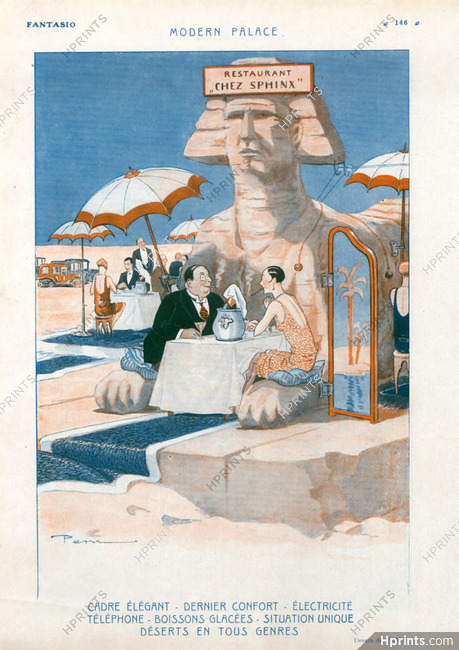 Pem 1927 Egypt Modern Palace Restaurant chez Sphinx