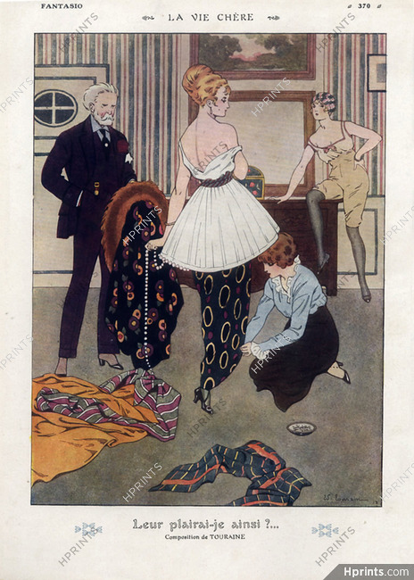 Edouard Touraine 1913 ''La vie chère'' Fitting Model, Evening Gown