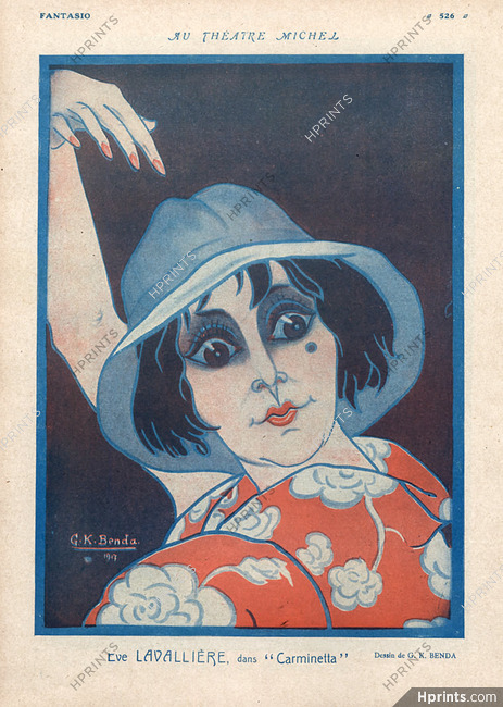 Benda 1917 Eve Lavallière, dans ''Carminetta'' Caricature